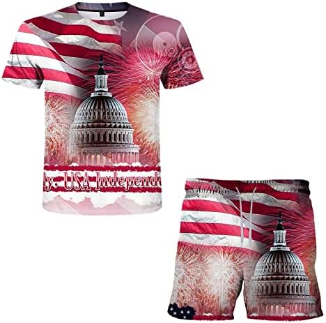 2023 Novo vela de verão American Men's Casual Independence Ship Set Day Flag 3D Printing Men Suits & Surfing Suit