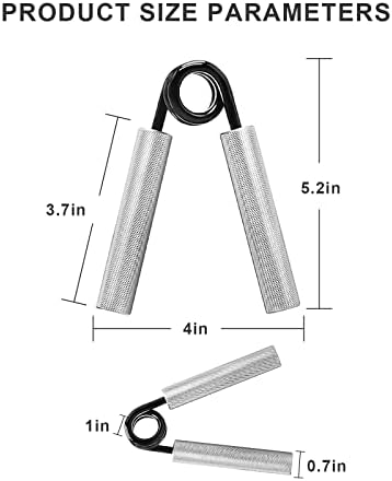 Fortalecedor de punho de mão 100lb - 350lb 6 Pacote de fitness Metal Mandel Grip Hand Set, sem deslizamento de força