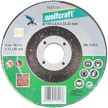 Wolfcraft 1621300 115 x 2,5 x 22,23mm discos de corte para pedra com centro deprimido
