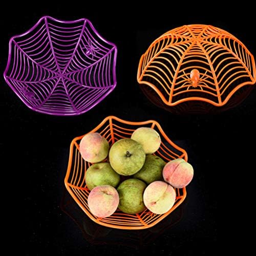 Alipis Halloween Decor Halloween Spider Web Baskets Belts Plastic Flue ou Treat Mão pegando o porta