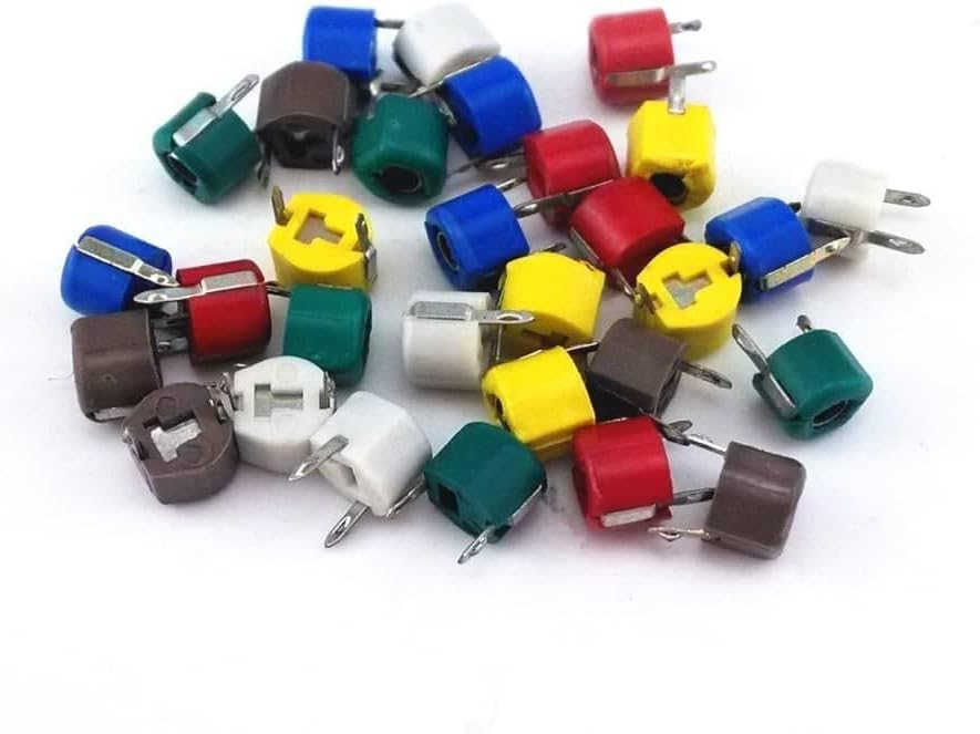 Honbay 30pcs 6mm Capacitância variável de capa de plástico 5pf 10pf 20pf 30pf 40pf 60pf Kit de capacitor para Arduino