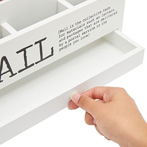 Juvale White Mail Organizer para desktop, caixa de armazenamento de classificador de e-mail de madeira para bancada, escritório em casa, suporte de três camadas no estilo da fazenda com gaveta para arquivos, contas e cartas