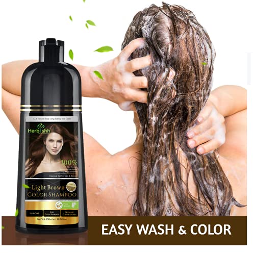 Herbishh Hair fortalelening Combo contém cor de xampu de cor de cabelo Tisão de cabelo 500 ml marrom claro + óleo