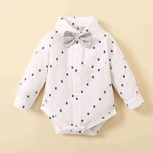 Roupas de menino de talentbaby, meninos recém-nascidos, vestidos de 0-24 meses, camisa de vestido + calça de suspensórios + gravata borboleta