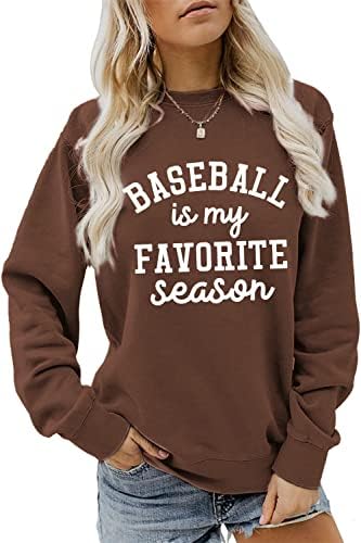 JVERF Baseball é minha temporada favorita Sorto Melas Mãe Mãe Mama Camisa Longa Manga Longa Crewneck Tops Tops Day Day Sweater