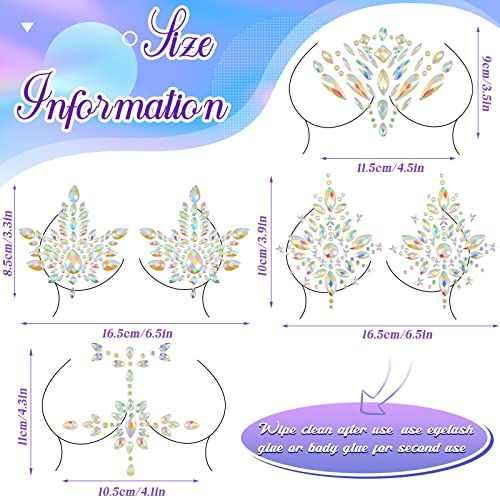 4 PCs brilham nas jóias escuras jóias gemas de shiestone tatuagem de jóias de jóias Rave Bra Halloween Rave Acessórios para mulheres adesivas de tatuagens de cristal temporárias luminosas