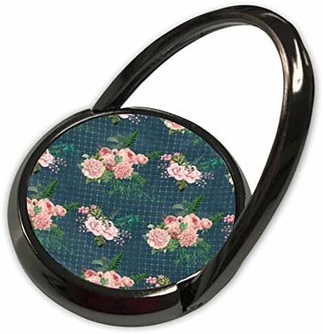 3drose Cassie Peters Florals - Floral rosa de blush no padrão azul - anéis de telefone