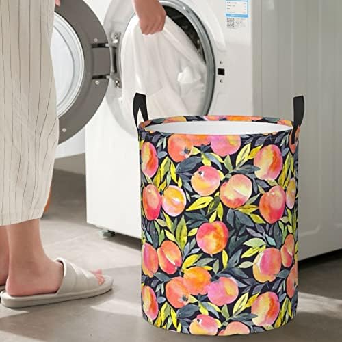 Cesto de pêssego colorido cesto de lavanderia redonda cesto com alça para o quarto banheiro lavanderia