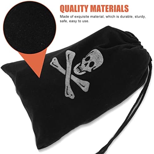 Sacos de presente de jóias de Sewacc pirata crânio de tração de tração de gestas de faixa de favor, 20pcs pirata moeda saco preto saco