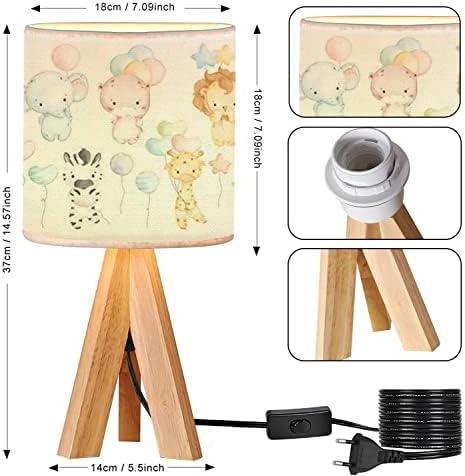 Oepwqiwepz tripé de cabeceira de mesa de mesa luminária de mesa de aquarela conjunto de animais de bebê balões lâmpada pastel