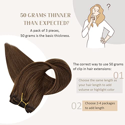 Grandes ofertas: fita marrom em extensões de cabelo cabelos humanos reais 4 18 polegadas 50g/20pcs e clipe marrom em
