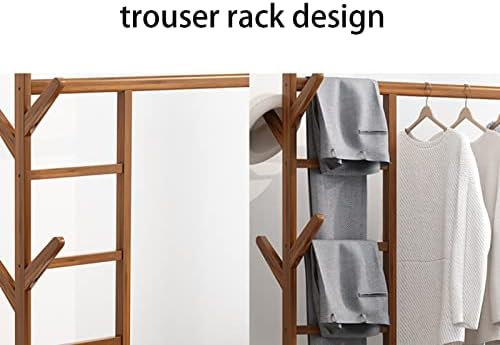 Rack de roupas multifuncionais Rack de vestuário de bambu rack de rodas Roupas penduradas Racking Roling Rack Rack