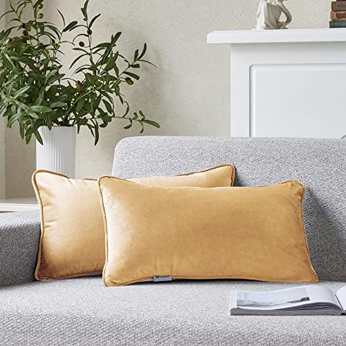 Pacote Ecogoute de 2 capas de travesseiro decorativo aconchegante, travesseiros de jovens para sofá, travesseiro lombar para o Couch Lombar Decorative Pillow, 12 x20 em areia