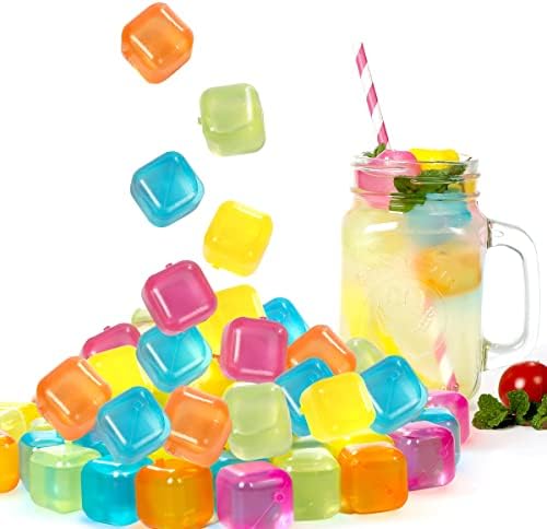 Cistil 25 pacote de gelo reutilizável cubos de gelo de plástico de cubos de gelo colorido recordações de gelo para bebidas, uísque, vodka ou café, cubos de gelo que não usam lavagem não diluídos