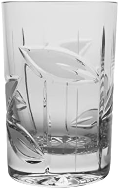Glass de tônico de barski gin - copos de vidro alto - vinho - coquetel - cupê - conjunto de 6 copos de cristal - copo - design de folhas foscas - handcut - cada vidro é 6 oz feito na Europa