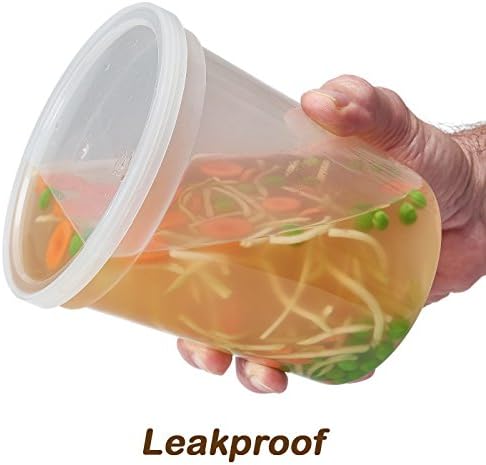 Durahome - Recipientes de armazenamento de alimentos Deli com tampas de 32 oz, pacote de quart de 24 freezer à prova de vazamento Contêiner de armazenamento de sopa de microondas - qualidade de plástico transparente