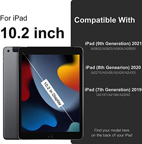 Caso Wenlaty compatível com iPad 9/8/7ª geração com porta-lápis, tampa de proteção de 10,2 polegadas para iPad 9/8/7