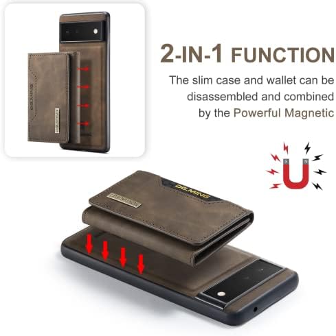 Caixa de telefonia de couro vintage de couro magnético Olobbird Magnetic para Google Pixel 7 6 6A 5A Pro 5G capa traseira, suporte de suporte de suporte de suporte de Bracket Anti-Shock