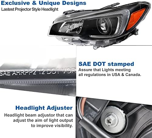 ZMAUTOPARTS HALOGEN PROJEDOR FARECTRAMPS DE CACADOS BLACK W/6 LED LED WHITE DRL Compatível com 2015-2020 Subaru WRX