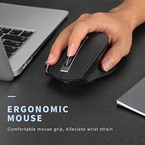 Mouse Bluetooth, mouse sem fio recarregável com design ergonômico, mouse portátil de computador, mouse silencioso de vários