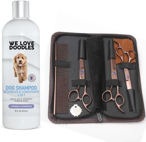 Nós amamos shampoo de cachorro doodles e um kit de tesoura para cães - Perfeito para Groomers de cães em casa
