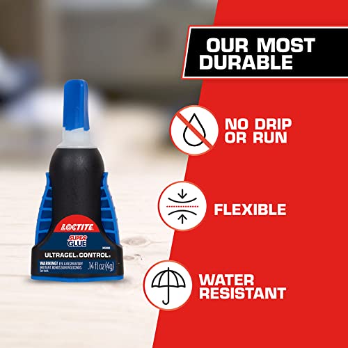 Loctite Super Glue Controle Ultra Gel, Supercola Clear para Plástico, Madeira, Metal, Artesanato e Reparo, Canoacrilato