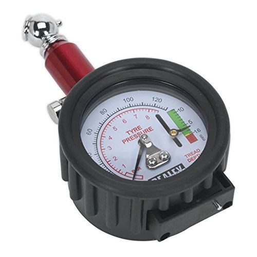 Medidor de pressão dos pneus Sealey com medidor de profundidade de pneal de pneus