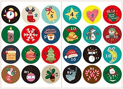 Flares for Photography Christmas Sticker Número 24 Adesivo de contagem regressiva Santa Snowman Wall Sticker caixas