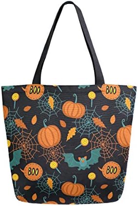 Sacola de lona de halloween de alaza para mulheres viagens de trabalho compras de mercearia top hanking bolsas grandes