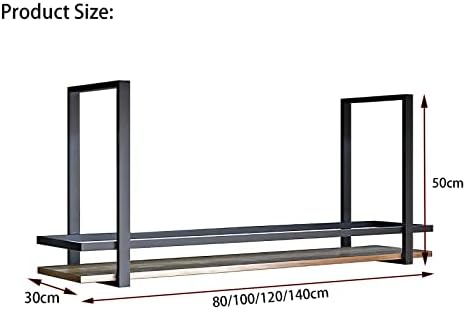 Keppd teto pendurado rack de planta de ferro forjado, madeira de madeira de madeira sólida, rack de vinho flutuante