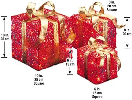 A empresa nacional de árvores brancas iluminou a decoração artificial de Natal de 3 peças, inclui luzes de presente de sisal