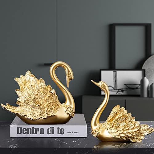 Bigjak Gold Swan Love Birds Casal estátua, presente do dia dos namorados criativo Expressando seu amor, decoração de
