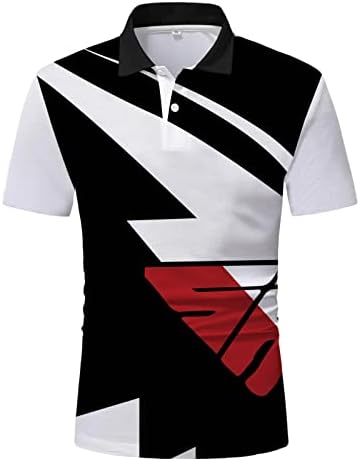HDDK Mens Golf Polo Camisetas, Summer Stripe Patchwork Tops Tops de manga curta Slim Fit Casual Button Tennis Shirt