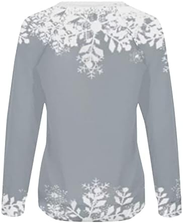Suéteres brancos de Natal feminino Snowflake Renafra fofa rudolph Print camiseta outono 2023 Novelty natal moletons