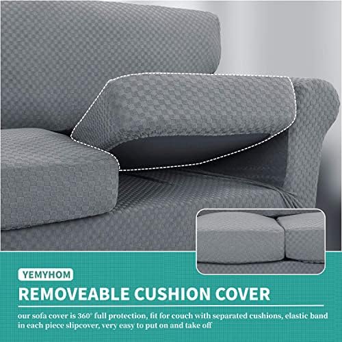 Yemyhom mais recente tampas de sofá de 3 peças quadriculadas para 2 Couch Cushion Sofá Alto Sofá Tampa com 2 capas de almofada de assento extra grande anti-capa elástica de deslizamento, 71 -91