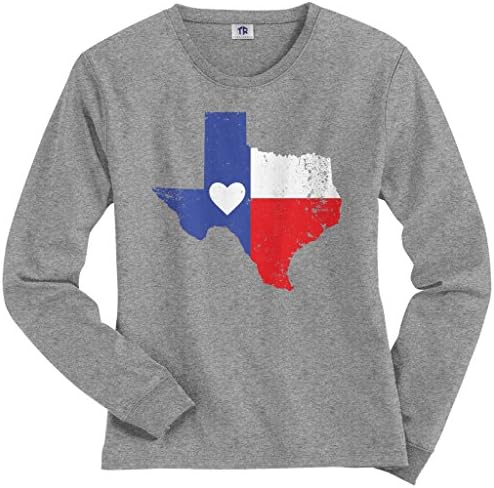 Bandeira do Estado do Texas de Threadrock com camiseta de manga longa do coração