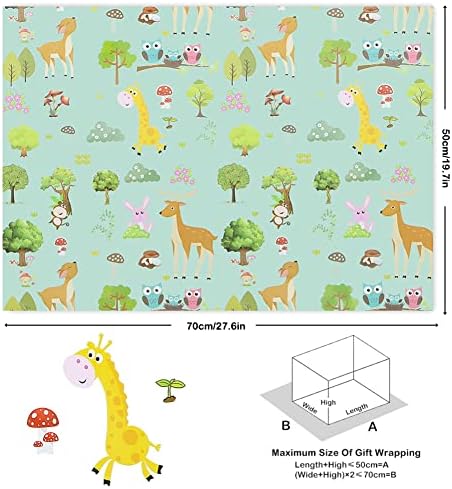 Papel de embrulho de aniversário para crianças meninos meninos, animais verdes design de papel embrulhado para chá de bebê de aniversário,