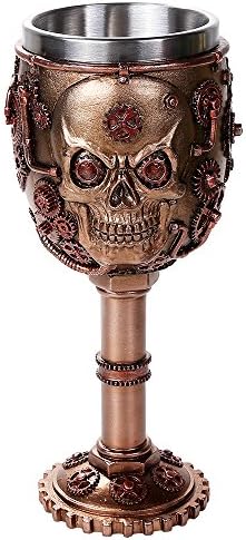 Pacific Giftware Steampunk Gear Head Skull Goblet Chalice de 7 onças de vinhos