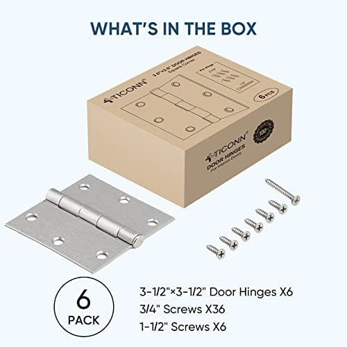 TICONN 6-PACO DE 3,5 polegadas de portas com canto quadrado, 3-1/2 x 3-1/2 polegadas de ferro portas residenciais portas residenciais hardware