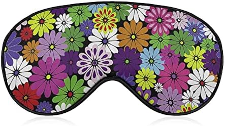 Máscara ocular colorida de flores da margarida para dormir de cegos de bleca -backout com cinta ajustável para homens mulheres