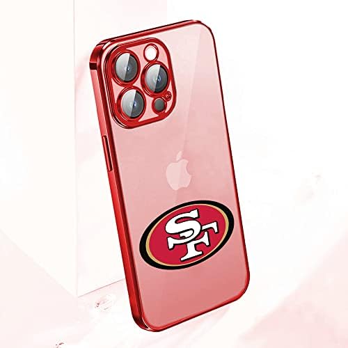Para os fãs 49er, compatível com o iPhone 14 Pro Max, Clear Clear Clear 14 Pro Max Soft Telefone com borda eletroplatada