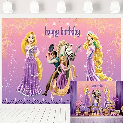Smile World World Tangled Birthday Party Supplies Photography Beddrop Princess Rapunzel Girls Birthday Party Banner Decoration Background 55, Clear 7x5 ft