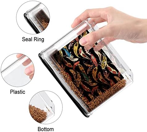 Recipientes de armazenamento de padrão de carpas koi caixa de plástico transparente com tampas reutilizáveis ​​para lanches de cereais de cozinha.