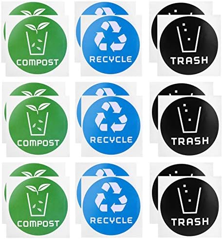 Lata de lixo adesivo composto adesivo adesivo adesivo de lixo rótulo redondo reciclagem lixo adesivo de lixo 60pcs/lixo