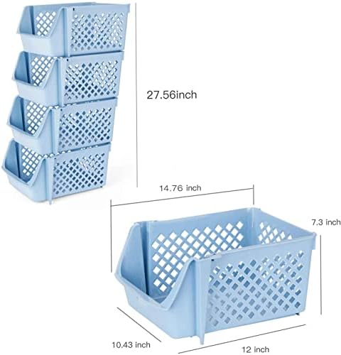 BING STAGATEL BUL BINS DE 4, cestas de armazenamento de plástico para armazenamento de cozinha e armazenamento de brinquedos, contêiner de organização de economia de espaço