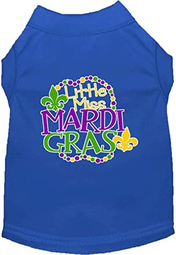 Miss Mardi Gras Print Mardi Gras Dog Camisa Baby Blue LG