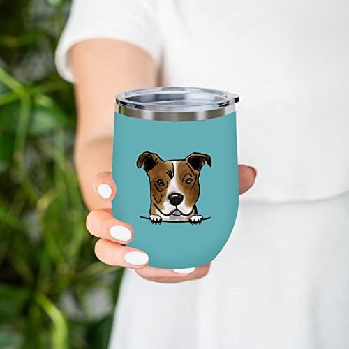 FUNLUCY DOG PET PETURATO AS VIONO DE VIAGENS TOMPLER PIT BULL de 12 onças de aço inoxidável com garrafa de água de palha inserida para café gelado com chá quente