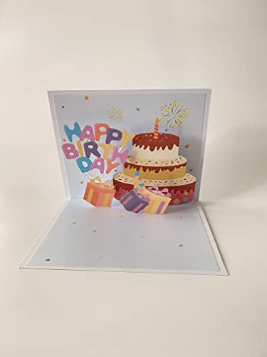 POPELE CARTÃO DE FELIZ ANIVERSÁRIO, CARTÃO 3D com envelope, cartão de bolo de aniversário para amigos crianças menino menina