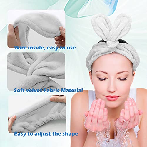 Skypia 2 pcs fofinho de cabelo de coelho para lavar a beleza para lavar a beleza Bandas de toalha Bandas de cabeça para homens bandeira