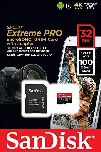 Sandisk Extreme Pro 32GB V30 A1 MicrosDHC Memory Card Funciona com DJI Drone Series Mavic 3 Classic U3 4K UHD UHS-I Bundle
